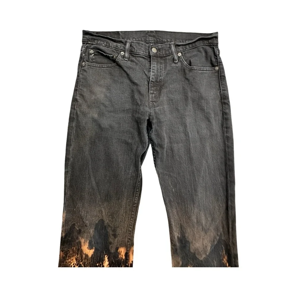 Levi's Jeans Mens W32 L32 Black 511 Slim Fit Bleach Dip Dye Custom Punk Grunge